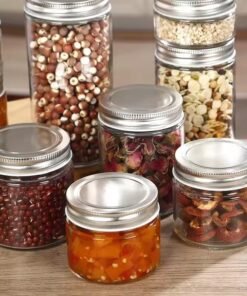 2oz–16oz Transparent Glass Mason Jar with Lid for Honey, Pickles & Food Storage