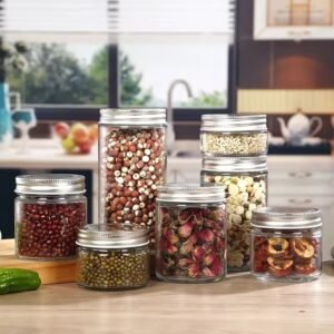 Alternative view of 2oz-16oz transparent glass moson jar with lid pickles food honey