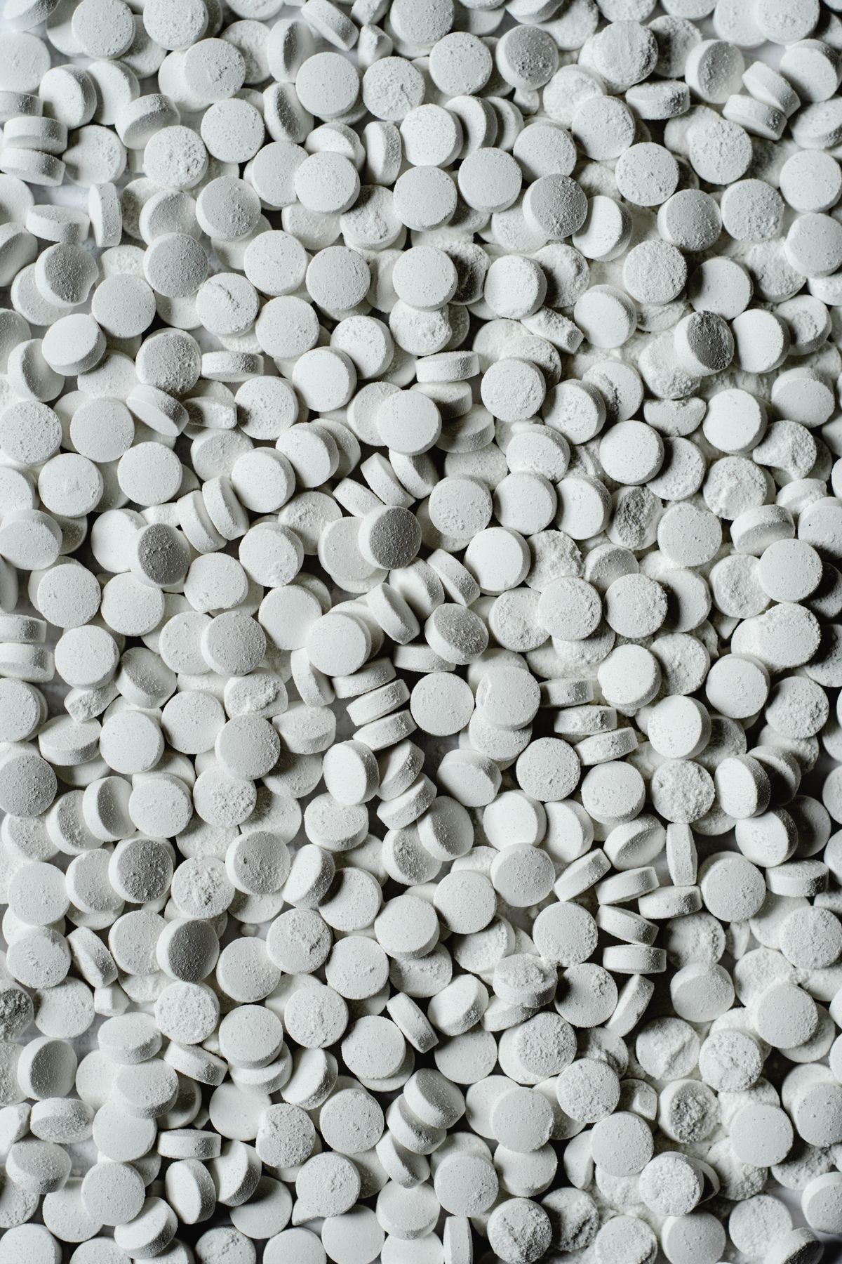 White tablets from a production process