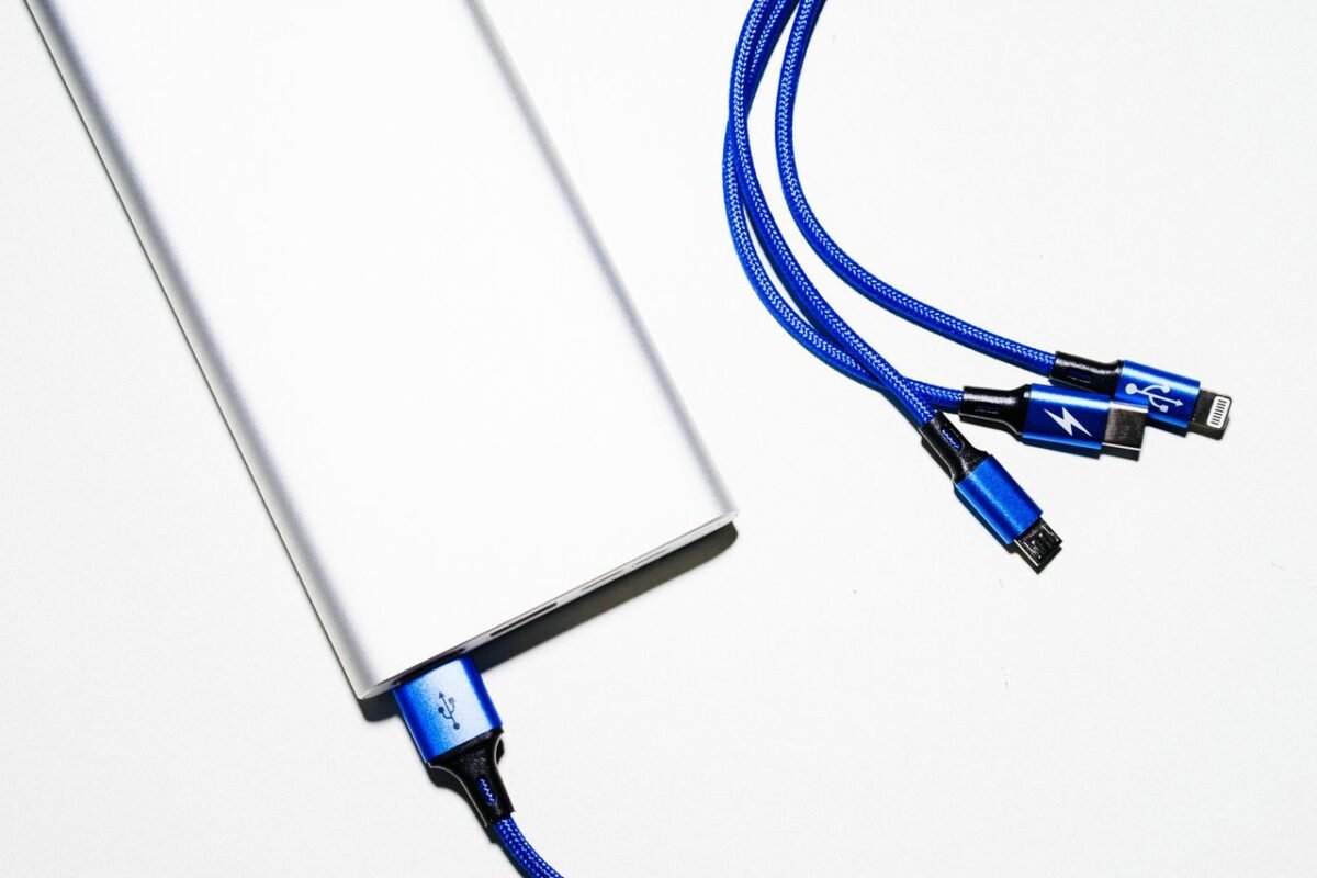 Power bank and braided USB charging cables