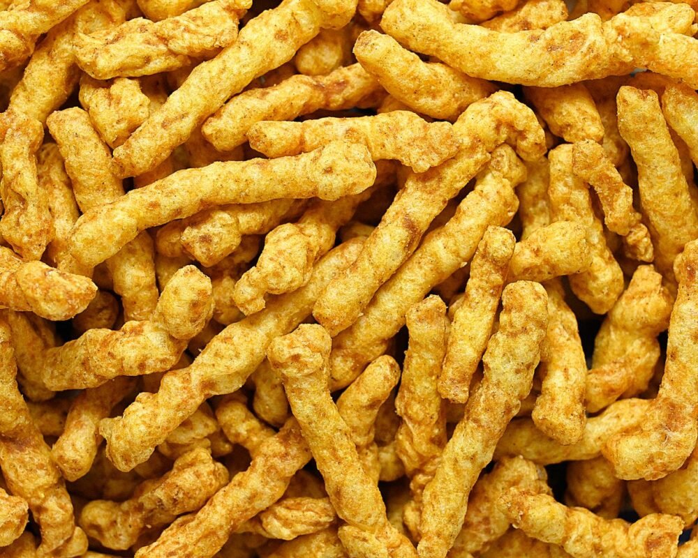 Crispy fried gram flour snack sticks similar to chanachur