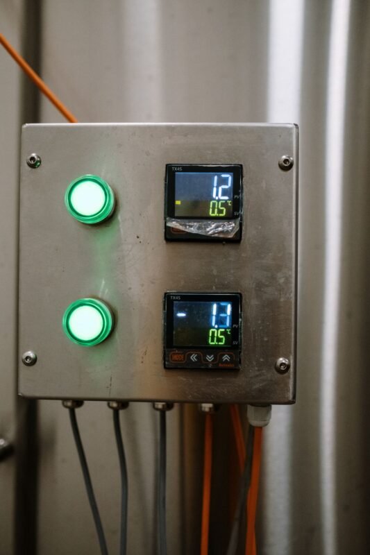 Digital temperature controllers showing process and set values