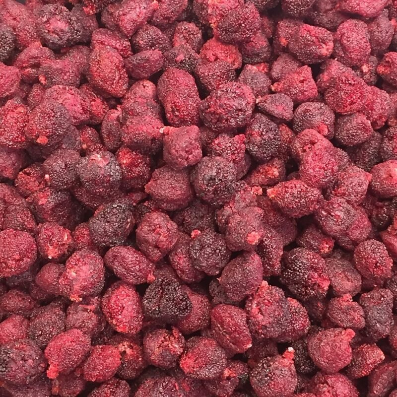 Freeze-dried berries keeping their colour and shape